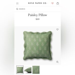 Rifle Paper Co. Green Floral Accent Pillow